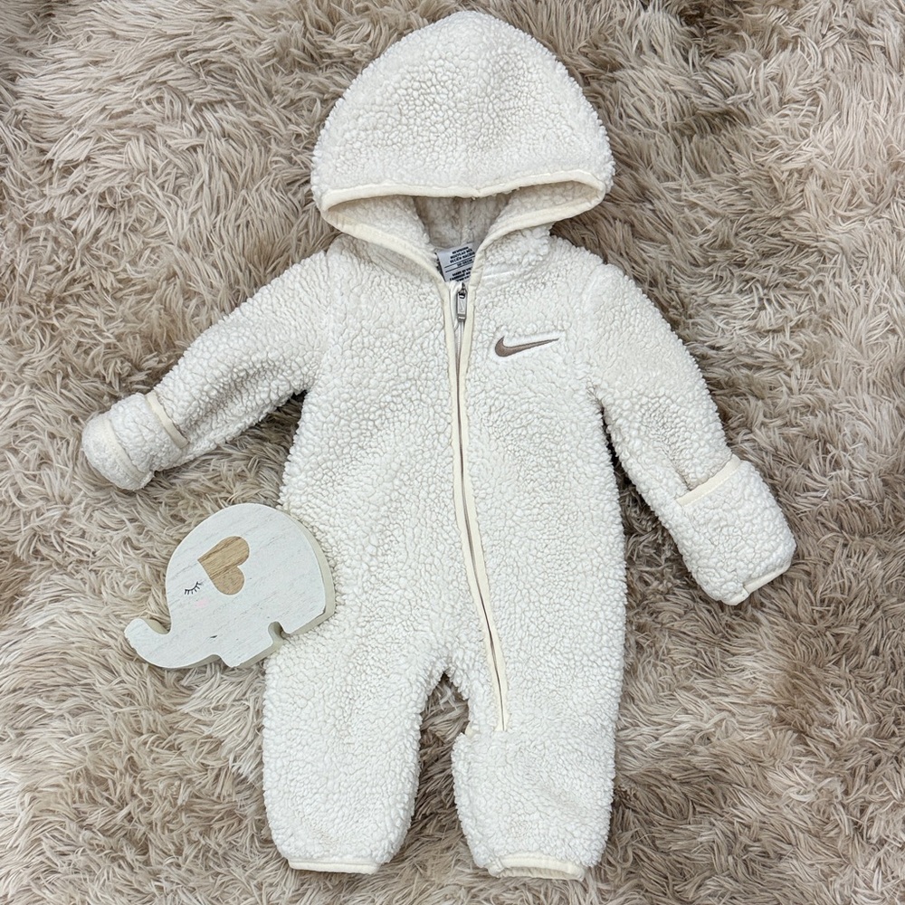 Cozy Cream Hooded Baby One Piece Nike